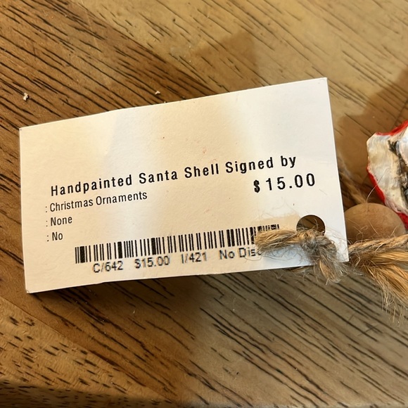 Oyster Shell Santa Ornament - Picture 3 of 3